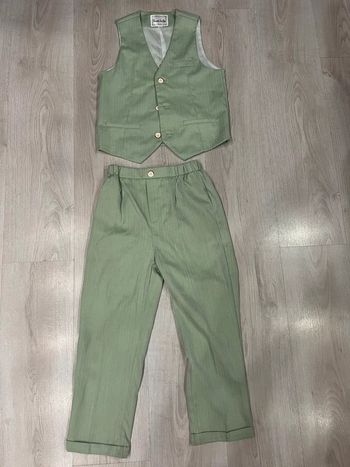 Ensemble gilet garçon 6/7 ans vert sauge