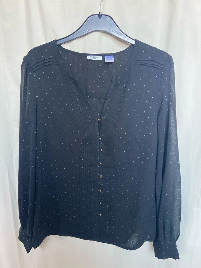 Blouse noire à pois
