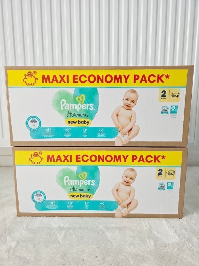 2× Couches Pampers Harmonie Taille 2 MAXI PACK ×208