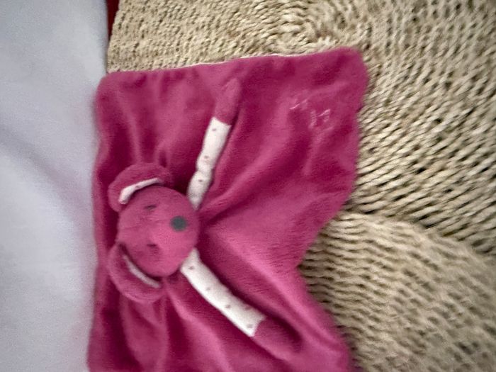 Souris OBAIBI doudou carré plat rose étoiles