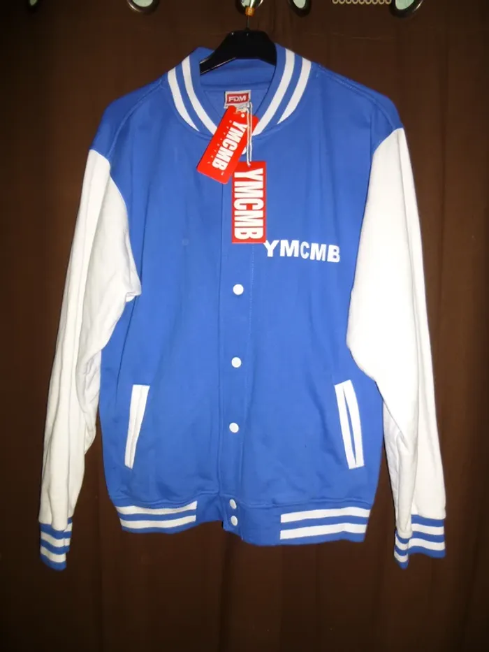 veste gilet TEDDY bleu / blanc YMCMB taille L