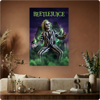 Affiche "Beetlejuice" poster film culte fantastique gothique déco murale A3 Sans cadre