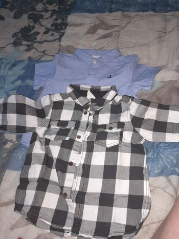 Chemise manche courte et longe garçons 9 mois