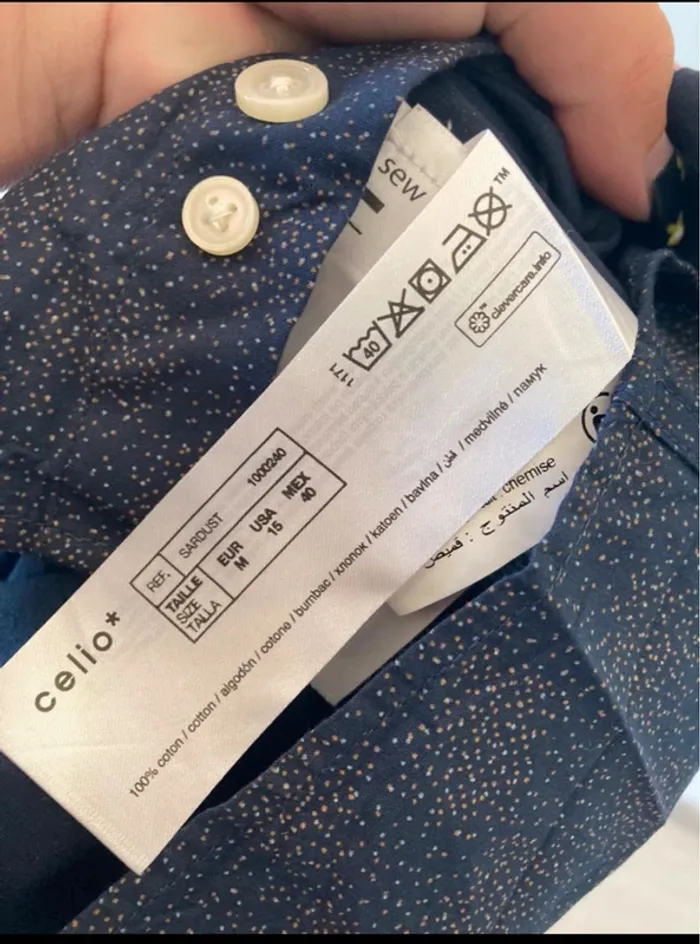 Chemise bleu à motif slim Celio taille M - photo numéro 3