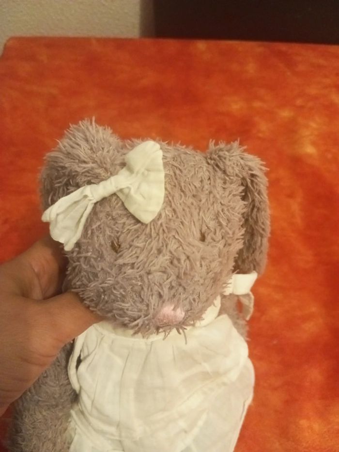 Lapine Dame lapin, robe blanche, 39 cm - photo numéro 3