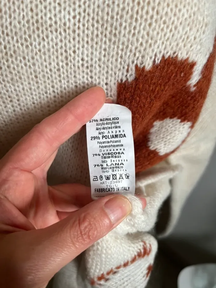 Pull avec laine et marguerites terracotta - photo numéro 5