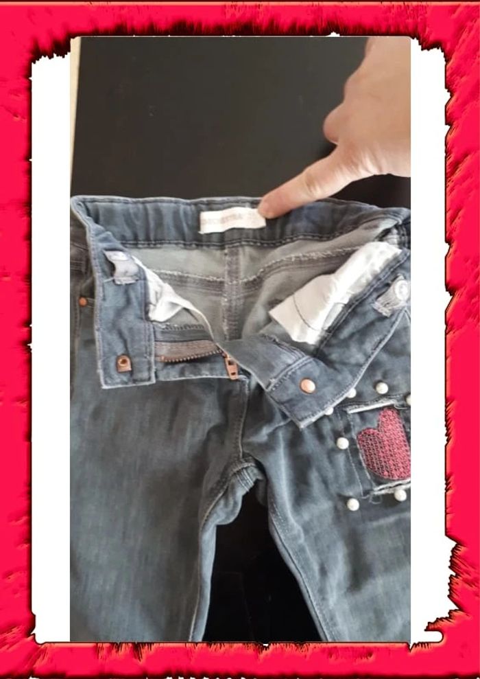 Joli jeans perlés agrémenté de sequins taille ajustable - photo numéro 9