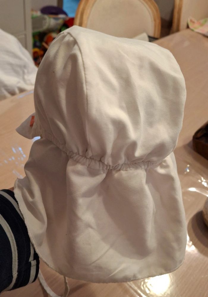 Chapeau de plage Flap Hat 9-12 mois 48-49 cm blanc protection uv 80 - photo numéro 5