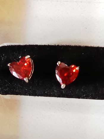 Boucles d'oreilles clous Argent 925 et son cœur rouge rubis 