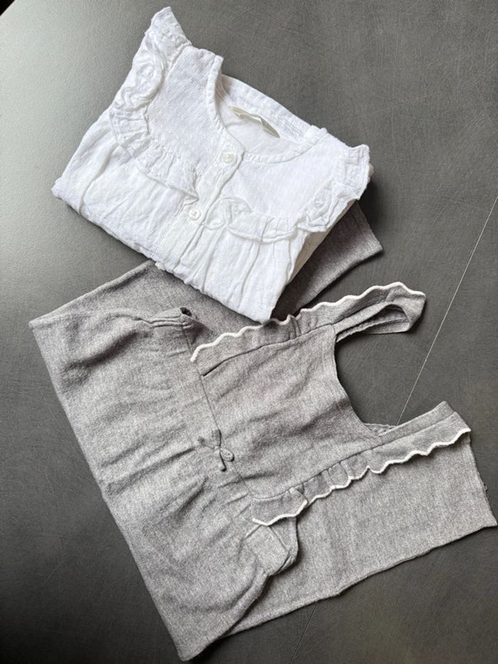 Ensemble 2 pièces blouse / salopette 24 mois
