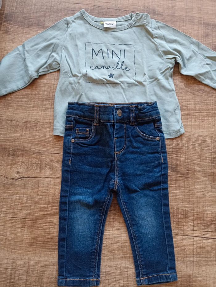 Ensemble pantalon t-shirt manches longues 12 mois