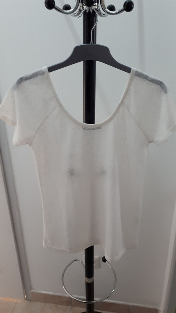 T shirt blanc transparent taille M