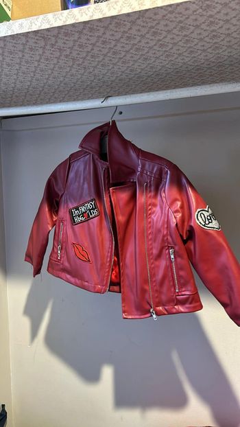 Veste bébé fille simili cuir rouge