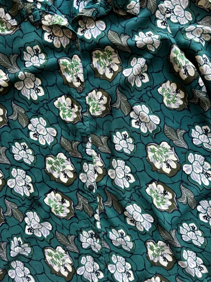 Chemise manches longues fleurie verte - photo numéro 4