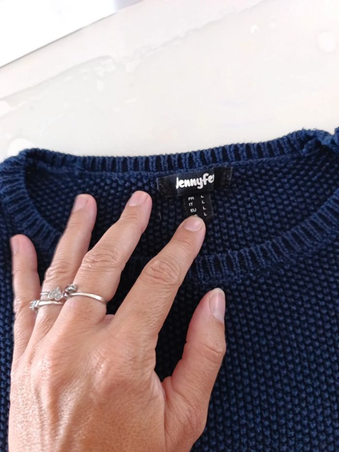 Pull en maille bleu marine Jennyfer L - photo numéro 3