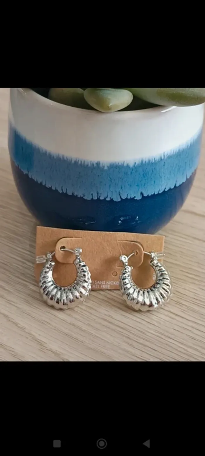 Boucles d'oreilles argent acier inoxydable - photo numéro 2