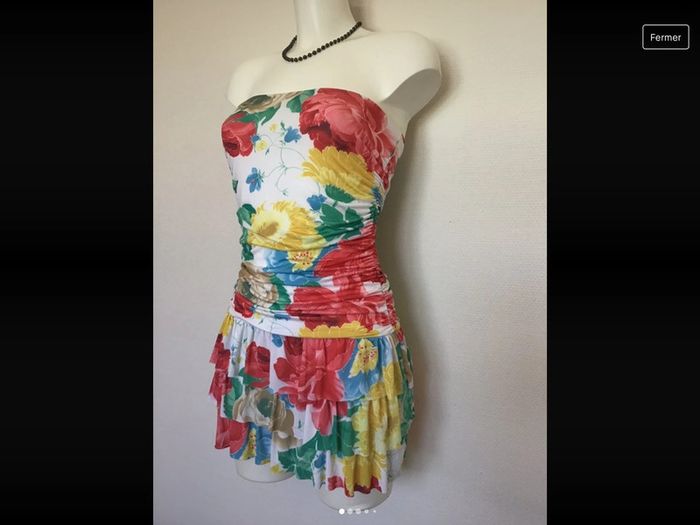 Robe bustier à volants taille unique tissus stretch