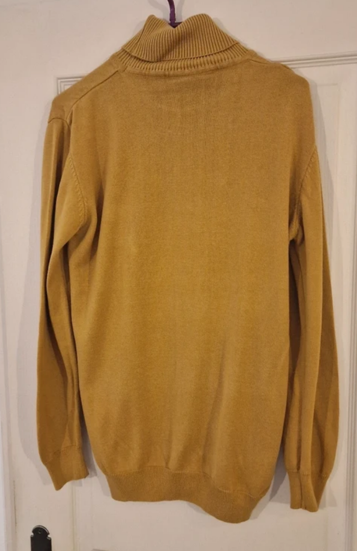 Pull Col Roulé Zelys Paris Moutarde Doré – Taille S – Coton/Viscose – Logo Lion – Excellent État - photo numéro 2