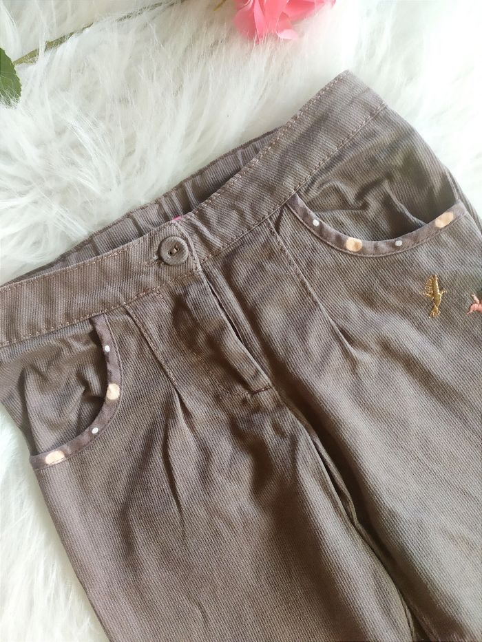 Pantalon fille velours mi-saison Orchestra 3 ans coloris taupe - photo numéro 2
