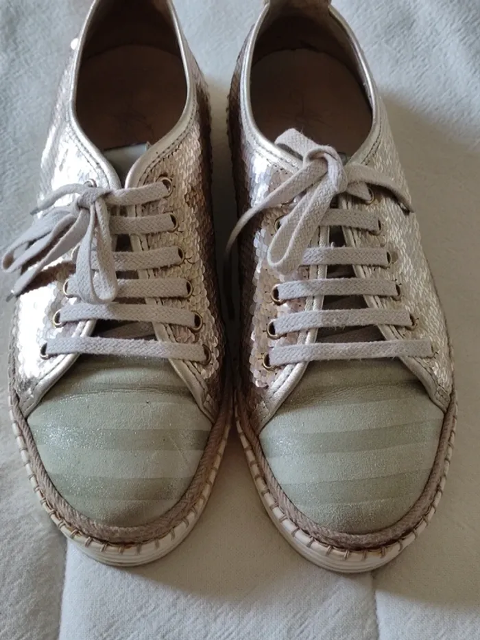 🪩 sirène 🧜 basket en cuir brodée sequins 🪩 - photo numéro 6