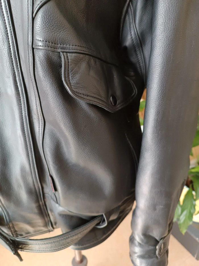 Blouson moto noir en cuir - photo numéro 6