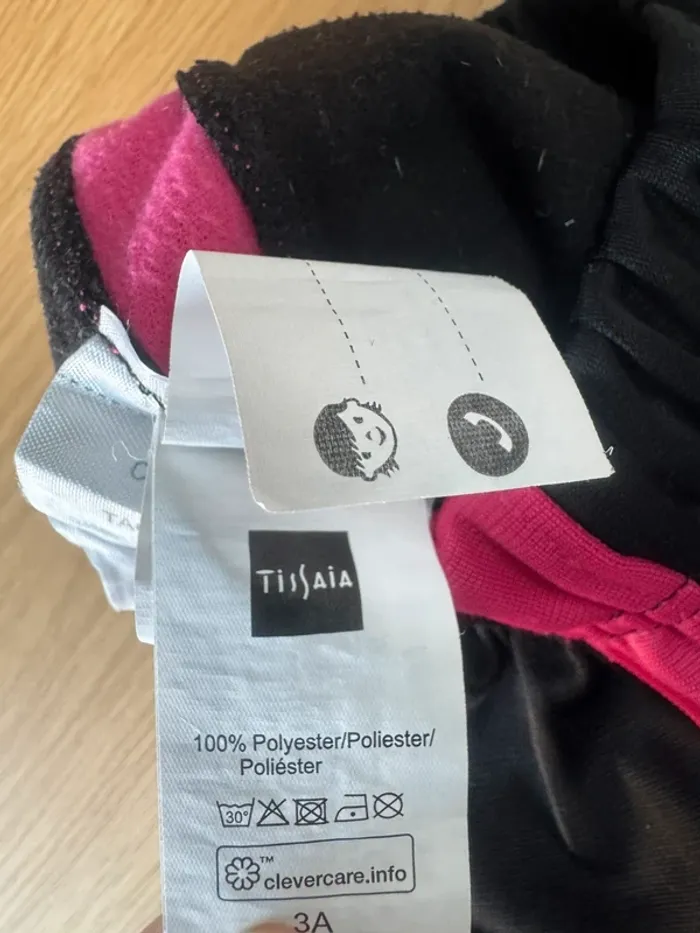 Jogging 2 pièces veste zippée et pantalon noir/rose fushia - Taille 3/4 Ans - photo numéro 13