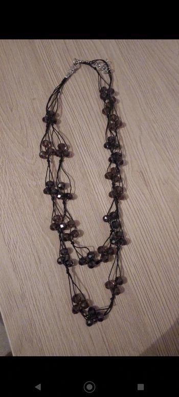 Collier sautoir avec perles prune