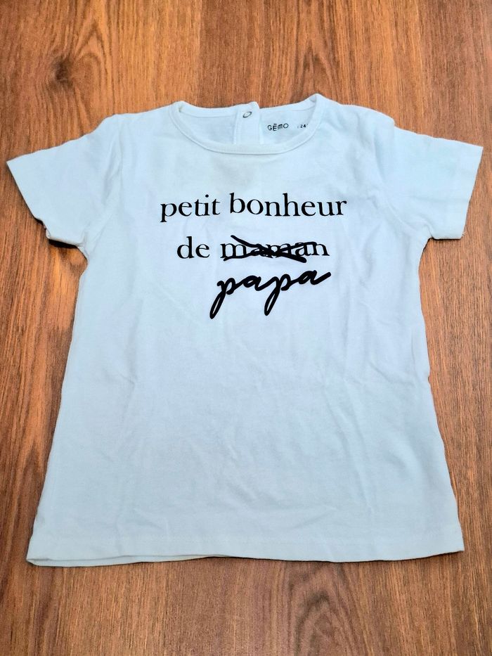 T-shirt bébé garçon Gémo 24 mois – “Petit bonheur de maman papa”