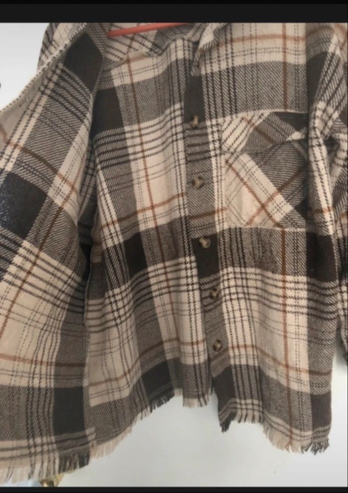 Surchemise à carreaux beige et marron - photo numéro 2