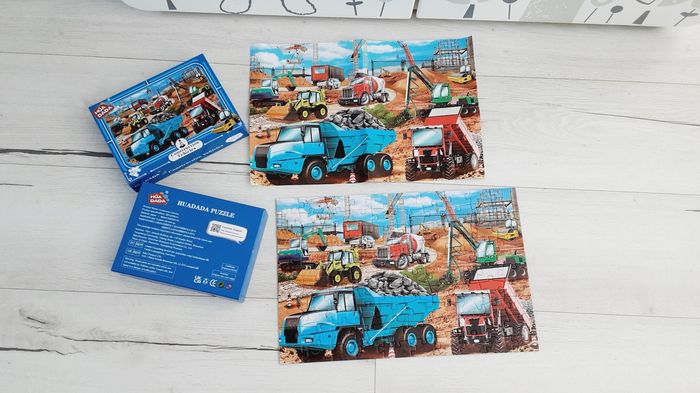 Puzzle 100 pièces Hua Dada véhicules de construction chantier 381 x 254 mm Neuf