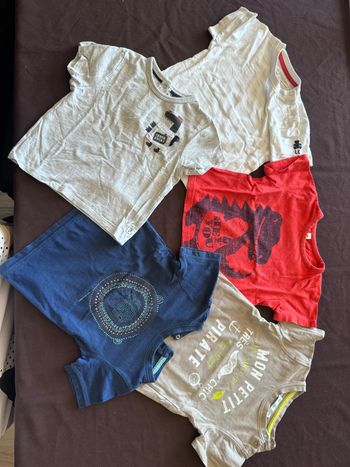 Lot 5 t-shirt été 18 mois Hey you