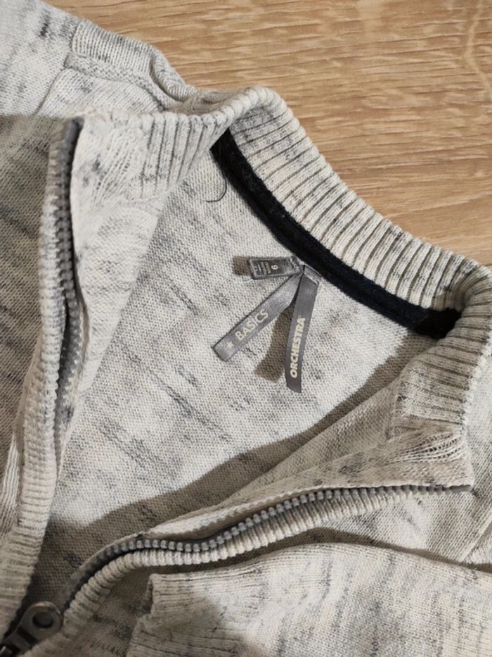 Gilet zippé gris chiné Orchestra taille 9 mois - photo numéro 2