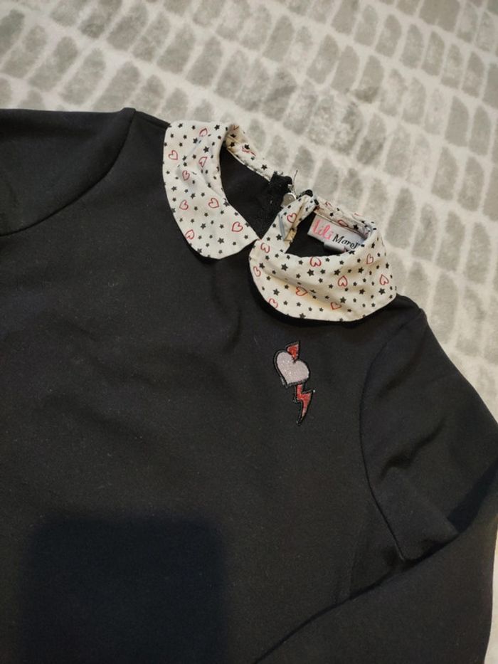 Robe noir col claudine manches longues Lili Marelle 4 ans - photo numéro 2