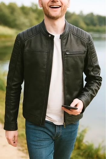 Veste neuve Jack & Jones – style biker en simili cuir 🖤