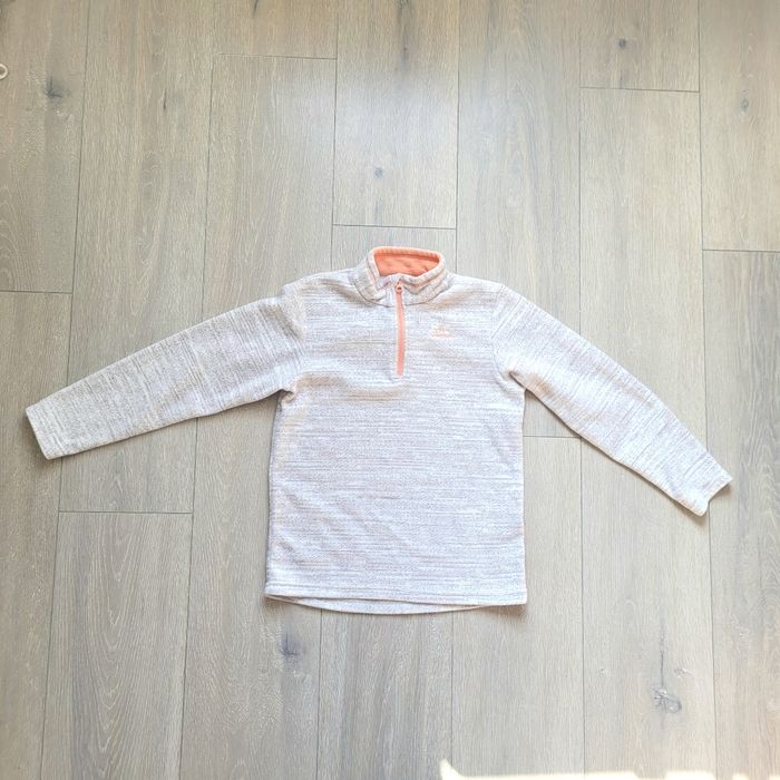 Pull polaire gris blanc. Fille 8 ans. Marque Decathlon