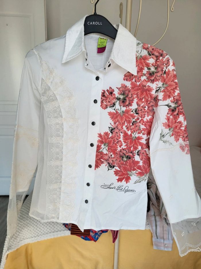 Chemise imprimé fleur avec dentelle taille M Save the queen - photo numéro 2