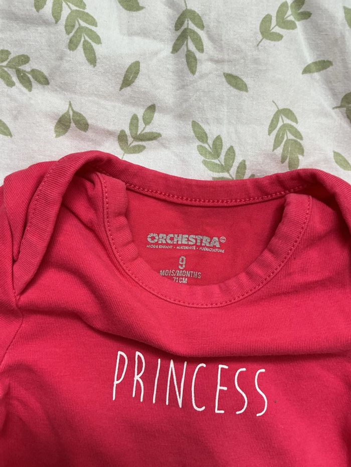 body manches longues rose inscription devant 9 mois orchestra - photo numéro 5