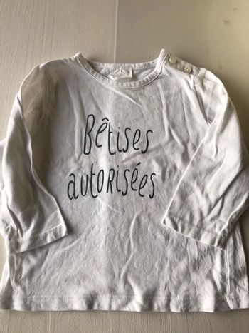 Tee shirt manche longue blanc bêtises autorisées