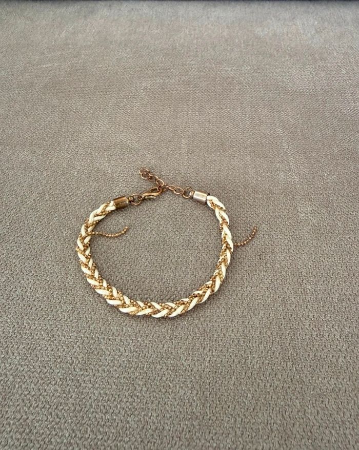 Bracelet tressé avec lignes boules dorées - photo numéro 2