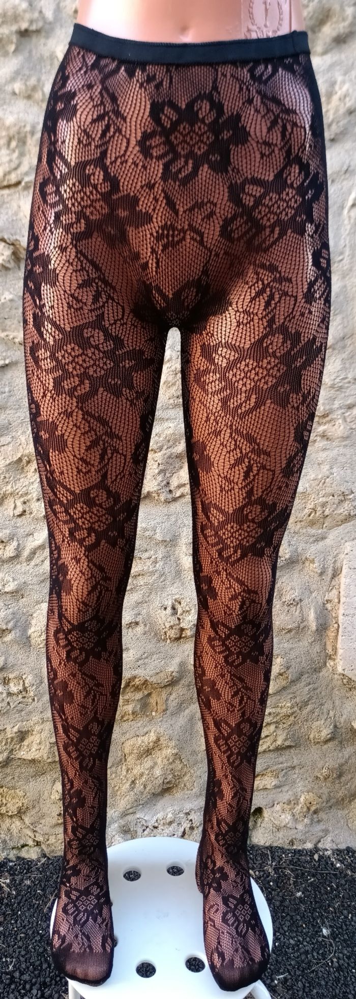 Collant résille motif fantaisie florale - photo numéro 2