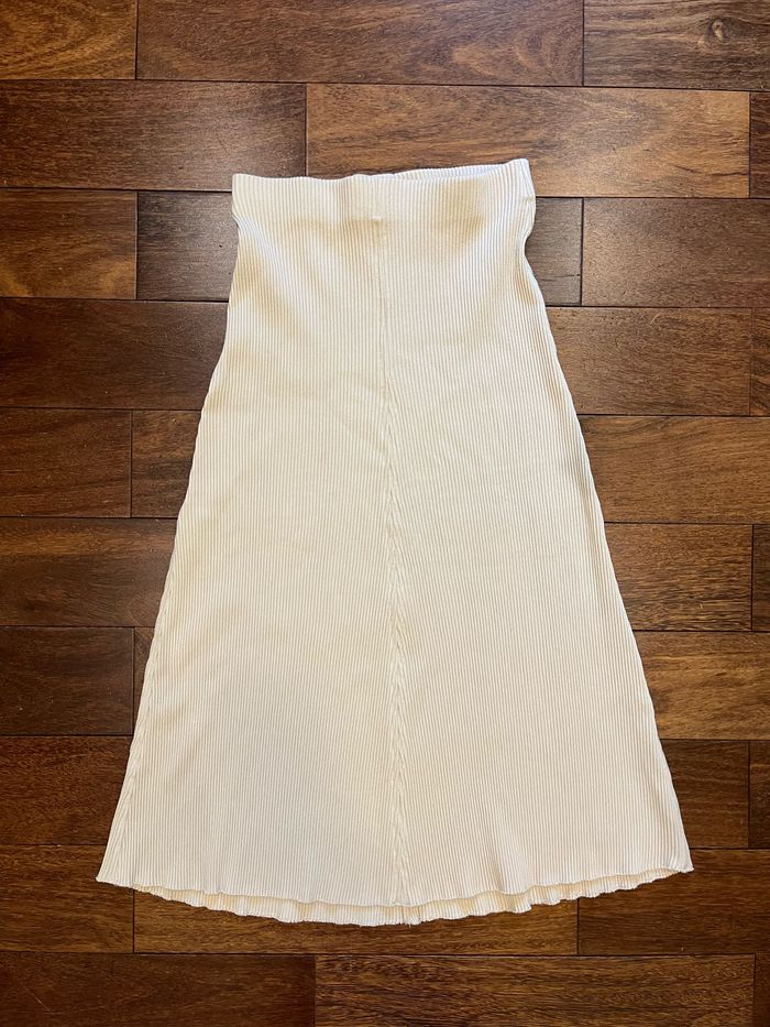 Jupe mi longue côtelé écru beige zara taille S/36 - photo numéro 2