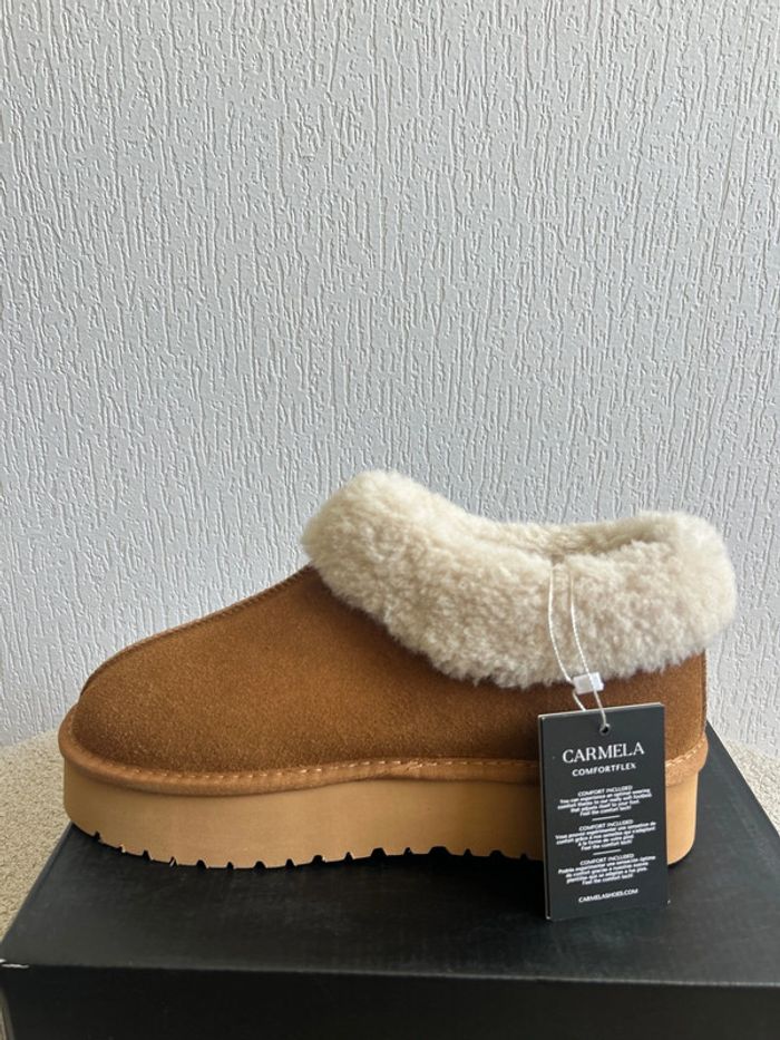 Bottines pantoufles semelles compensées Carmela Z.Serr Camel 40 - photo numéro 2