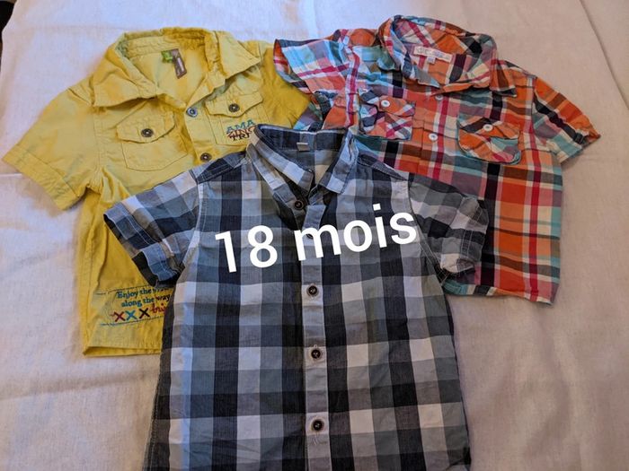 Lot de 3 chemises manches courtes 18 mois