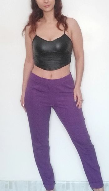 Pantalon ajusté chic uni violet taille 40/42