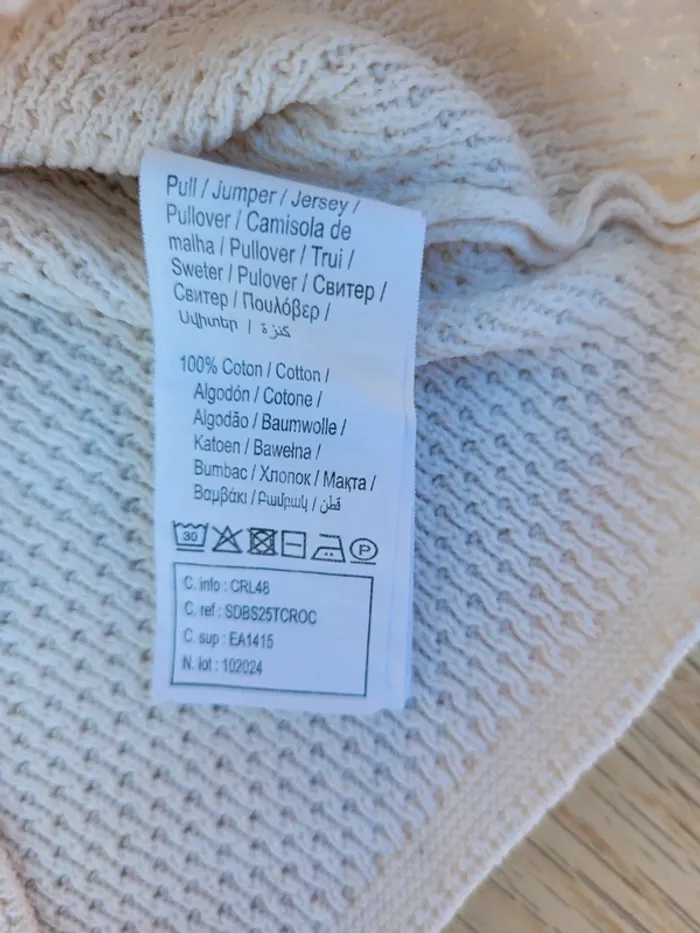 Pull en maille avec broderie fleurs - BLANC - photo numéro 6