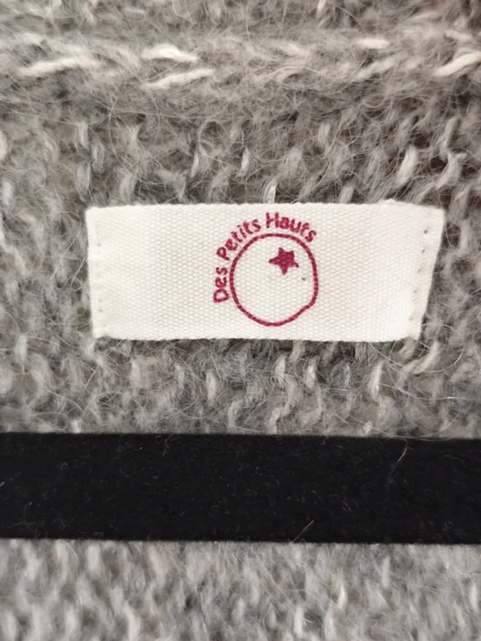 Beau pull long Des petits hauts gris Mohair classique - photo numéro 5