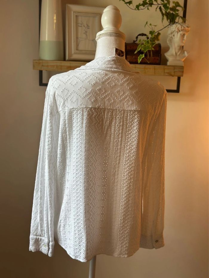 Chemise brodée ajourée blanche – Zara – Taille L - photo numéro 6