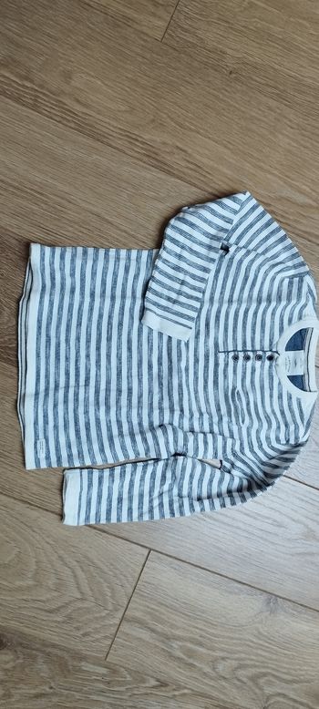 Pull léger rayé bleu jeans et blanc Zara - 7 ans 
