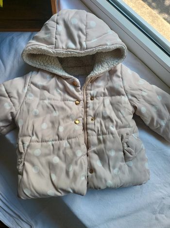 Manteau chaud rose poudré pois 18 mois