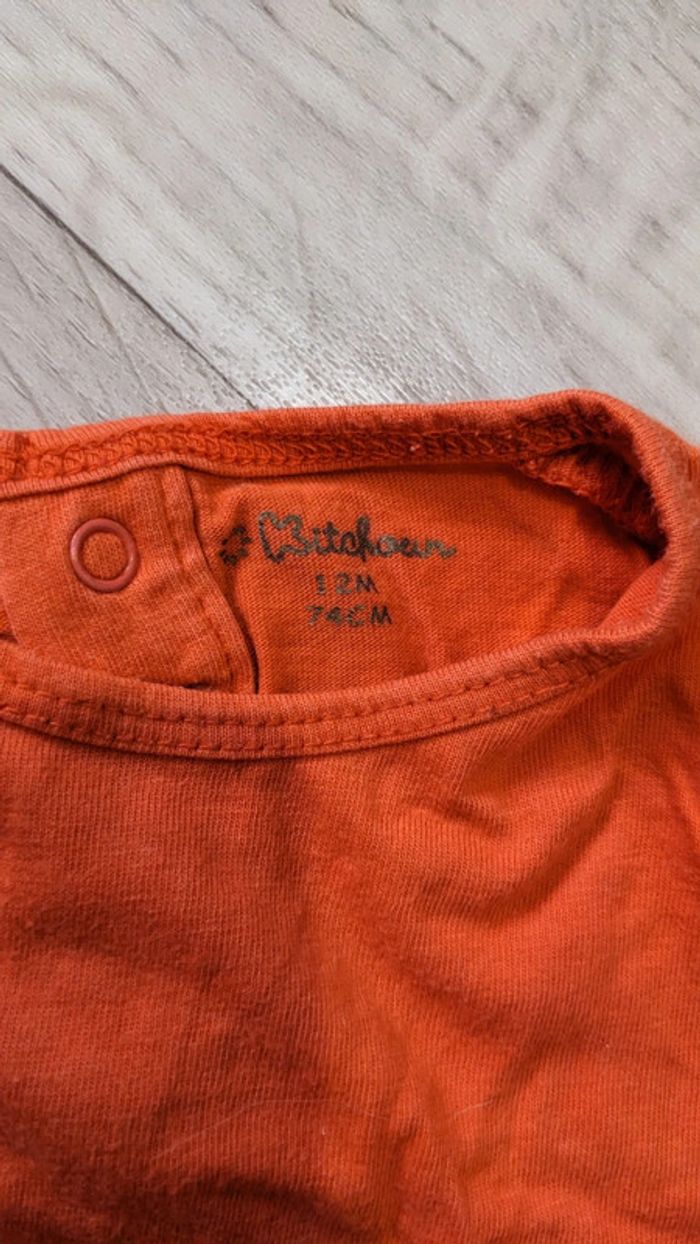 Tee-shirt manches longues Orange 12 Mois - photo numéro 3